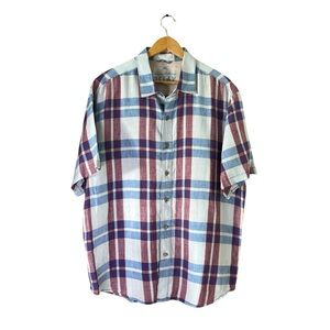 Tommy Bahama Relax Men’s XL 100% Linen Plaid Short Sleeve Shirt